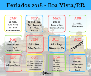 Feriados 2018 em Boa Vista/RR: que dia eles caem?